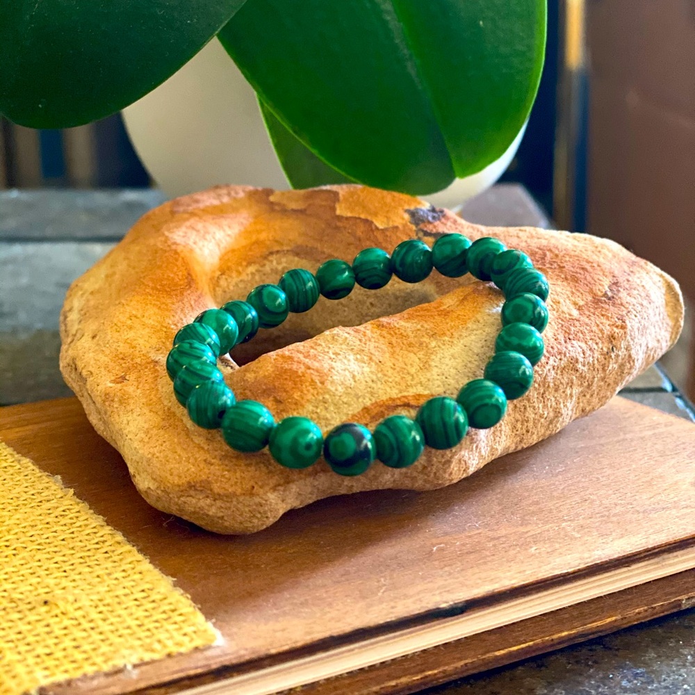 Healing anxiety green malachite bracelet 8mm